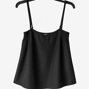 YOINS Black Smocked A-Line‎ Cami Top Adjustable Straps, Flowy Tank Medium